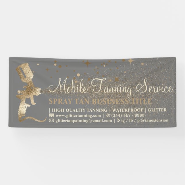 Grey Gold Bronze Spray Tanning Banner (Horizontal)