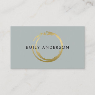 GREY GOLD BRUSH STROKE STAIN CIRCLE MARK LOGO BUSINESS CARD
