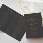 Grey Gold Classic Folded Wedding Programme<br><div class="desc">This grey gold classic folded wedding program is perfect for a modern wedding. The simple and elegant design features classic and fancy script typography in burnt gold. 

Include a quote or short message,  order of service,  wedding party and thank you message.</div>