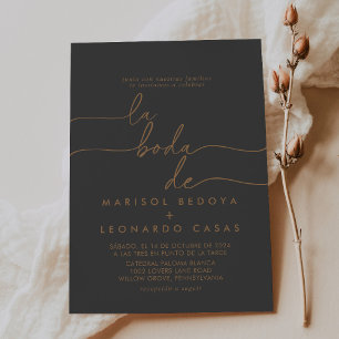 Grey Gold Classic La Boda de Wedding Invitation