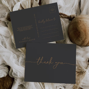 Grey Gold Classic Thank You Postcard