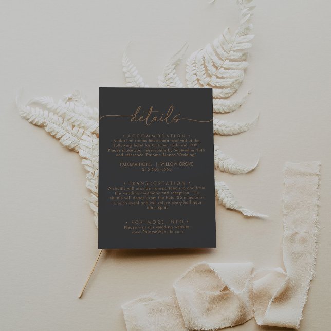 Grey Gold Classic Wedding Details Enclosure Card (Creator Uploaded)