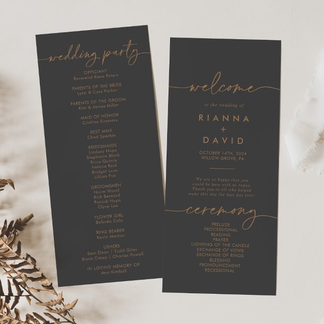 Grey Gold Classic Wedding Program Programme (Creator Uploaded)