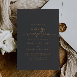 Grey Gold Classic Wedding Reception Invitation
