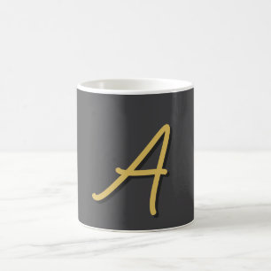 Grey Gold Color Monogram Professional Coffee Mug