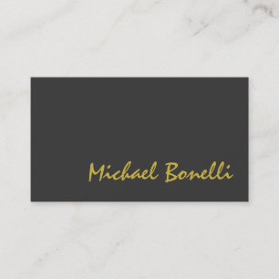 Grey Gold Colour Handwriting Script Business Card