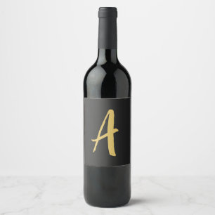 Grey Gold Colour Monogram Professional Calligraphy Wine Label