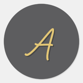 Grey Gold Colour Monogram Professional Classic Round Sticker