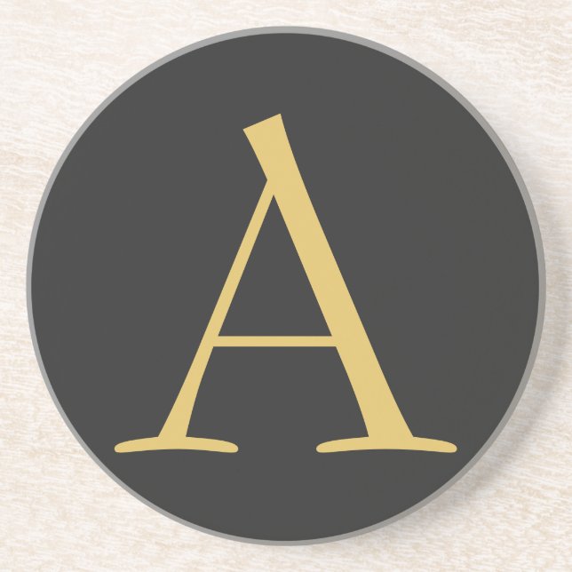 Grey Gold Colour Monogram Professional Coaster (Front)