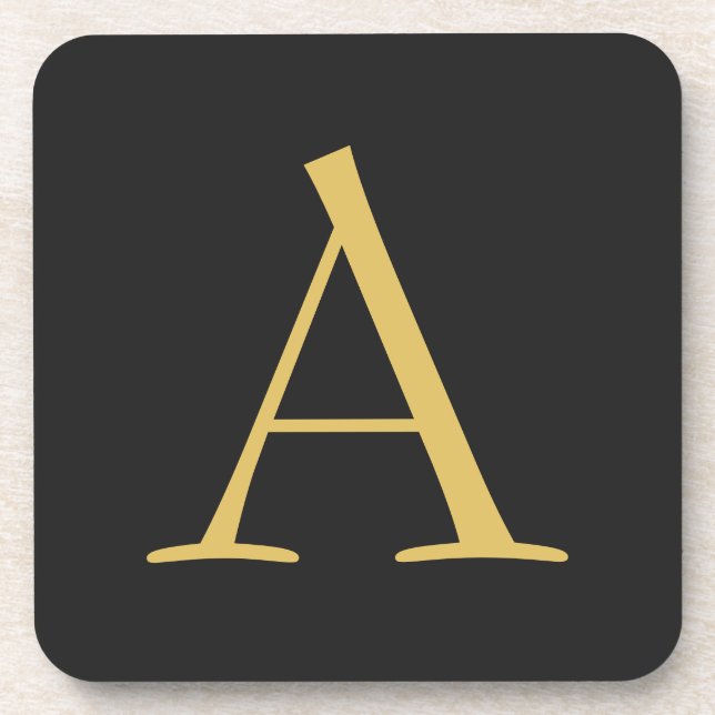 Grey Gold Colour Monogram Professional Coaster (Front)