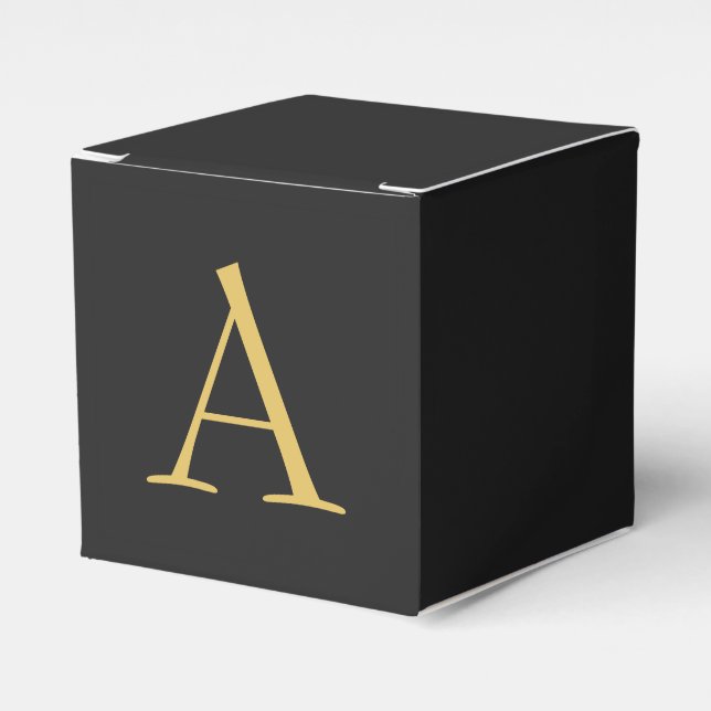 Grey Gold Colour Monogram Professional Favour Box (Front Side)