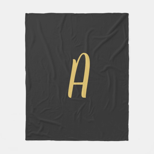 Grey Gold Colour Monogram Professional Fleece Blanket (Front)