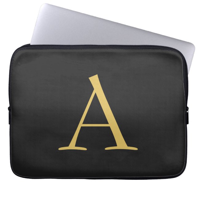 Grey Gold Colour Monogram Professional Laptop Sleeve (Front)