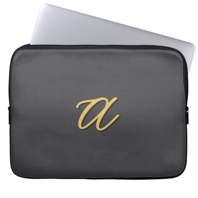 Grey Gold Colour Monogram Professional Laptop Sleeve (Front)