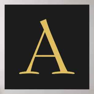 Grey Gold Colour Monogram Professional Poster