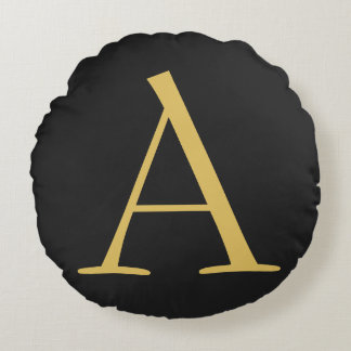 Grey Gold Colour Monogram Professional Round Cushion