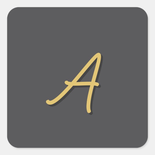 Grey Gold Colour Monogram Professional Square Sticker (Front)