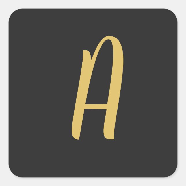 Grey Gold Colour Monogram Professional Square Sticker (Front)