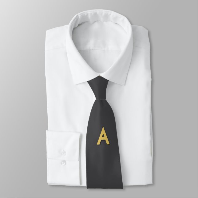 Grey Gold Colour Monogram Professional Tie (Tied)