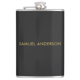 Grey Gold Colour Professional Add Name Hip Flask
