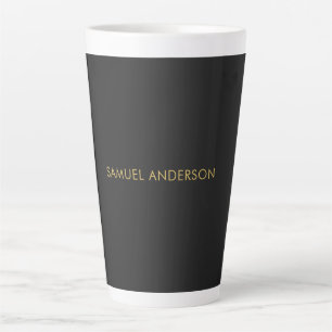 Grey Gold Colour Professional Add Name Latte Mug
