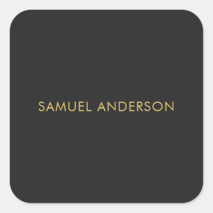 Grey Gold Colour Professional Add Name Square Sticker