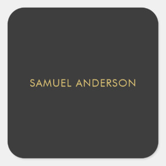 Grey Gold Colour Professional Add Name Square Sticker