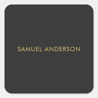 Grey Gold Colour Professional Add Name Square Sticker