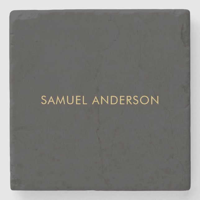 Grey Gold Colour Professional Add Name Stone Coaster (Front)