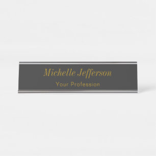 Grey Gold Colour Professional Makeup Artist Desk Name Plate