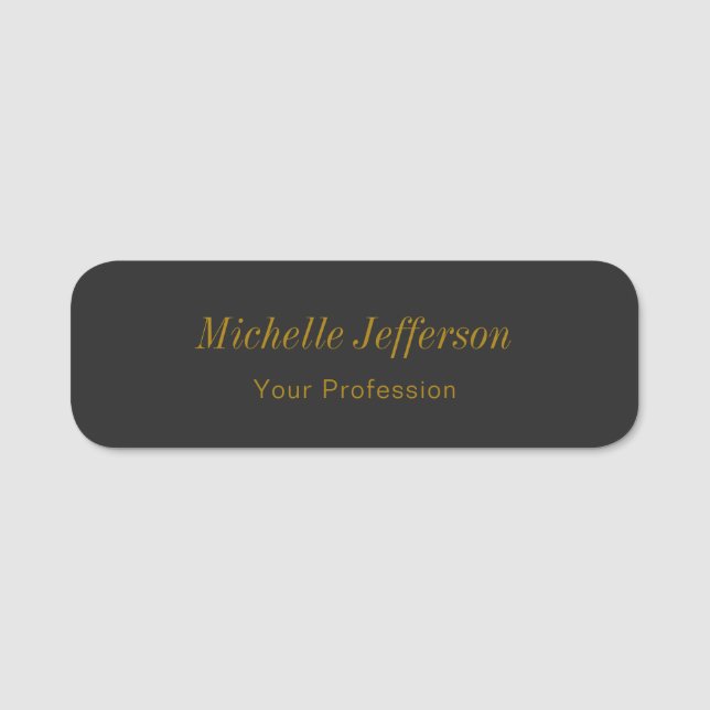 Grey Gold Colour Professional Makeup Artist Name Tag (Front)