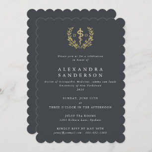 Grey/Gold Doctor of Osteopathic Medicine Grad Invitation