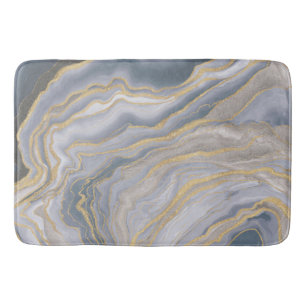 Grey Gold Fluid Liquid Painting Bath Mat