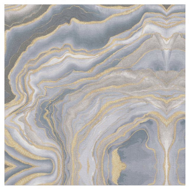 Grey Gold Fluid Liquid Painting Fabric (Close Up)