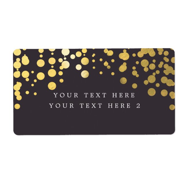 Grey & Gold Foil Modern Confetti Package Label (Front)