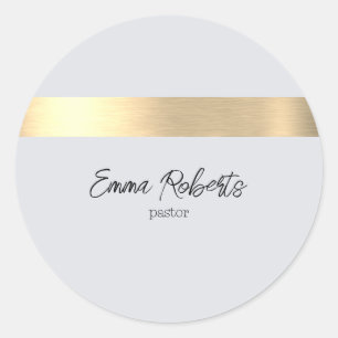 Grey Gold Foil Rustic Faux Jesus Christ Pastor Classic Round Sticker