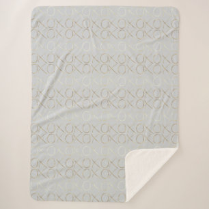 Grey Gold Glam XOXO Sherpa Blanket