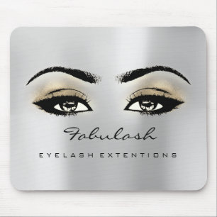 Grey Gold Glitter Branding Beauty Lashes Skinny Mouse Mat