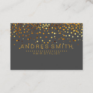Grey Gold Glitter Faux Foil Confetti Hair Stylist Business Card