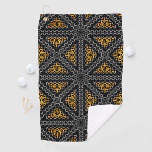 Grey gold gradient relief in kaleidoscope triangle golf towel