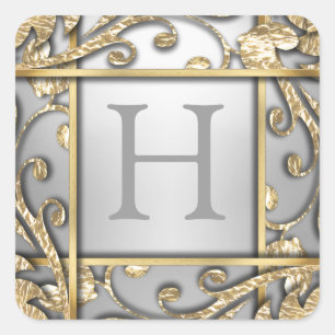 Grey Gold Lattice Monogram Envelope Seal