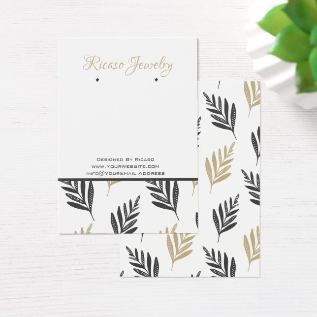 Grey Gold Leaf Pattern Earring Background (Desk)