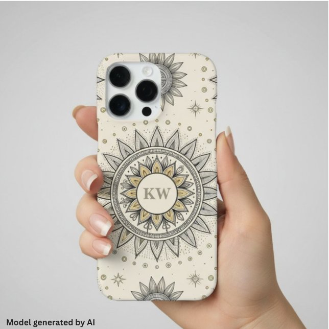 Grey Gold Mandala Pattern iPhone Case (Creator Uploaded)