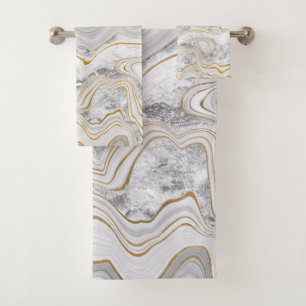 Grey Gold Marble Towel BATHROOM TOWEL SET
