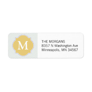 Grey & Gold Modern Chevron Custom Monogram