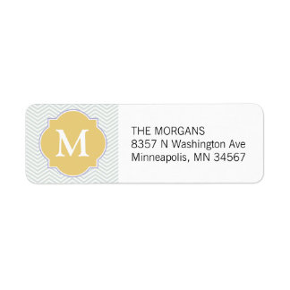 Grey & Gold Modern Chevron Custom Monogram