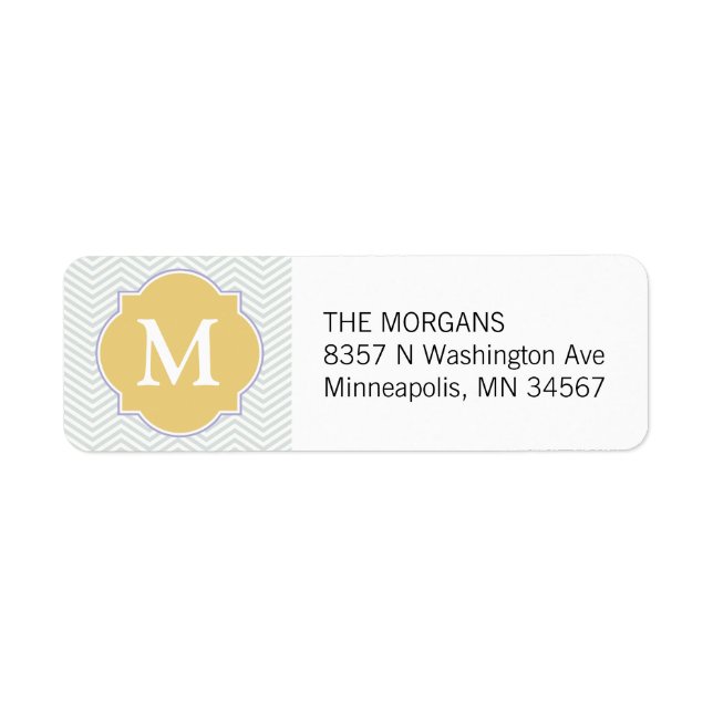 Grey & Gold Modern Chevron Custom Monogram (Front)
