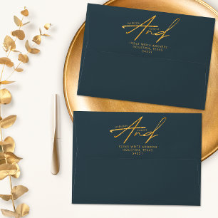 Grey Gold Modern Classic Typography Wedding Envelope