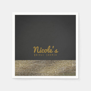 Grey & Gold Modern Glam Sequins Chic Elegant Party Napkin