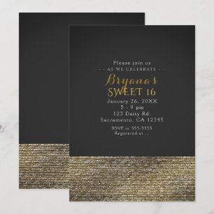 Grey & Gold Modern Glam Sequins Party Invitations